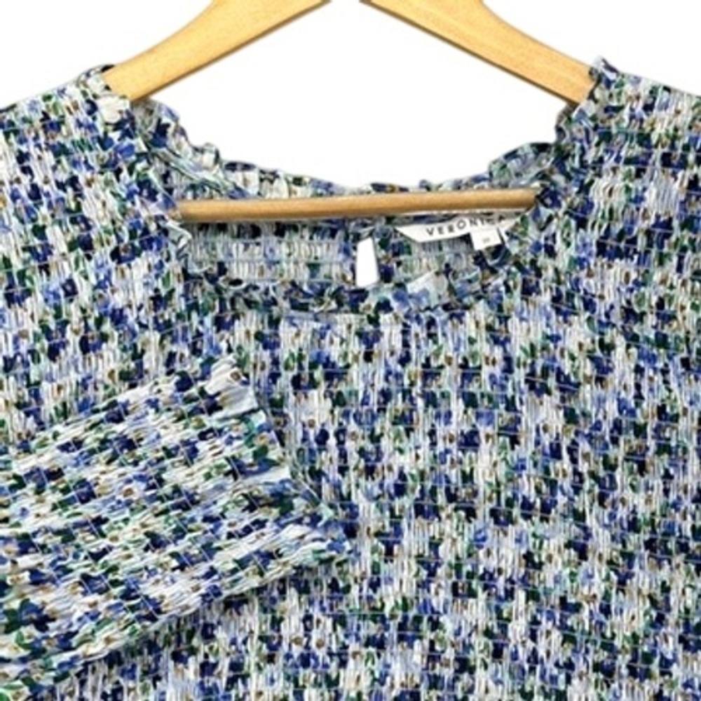 Veronica Beard Kali Floral Smocked Cotton Top Blouse SZ 22 Flowercore Cottage